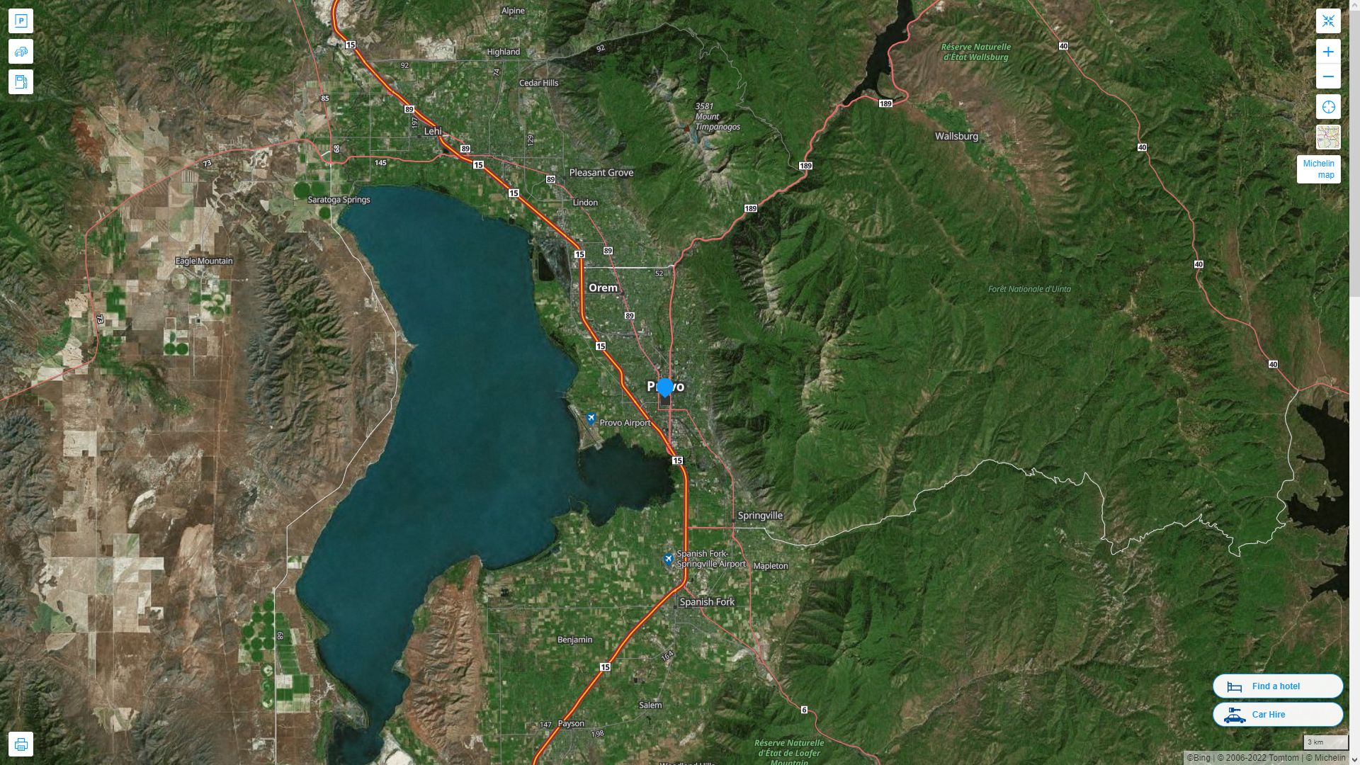 Provo Utah Highway and Road Map with Satellite View